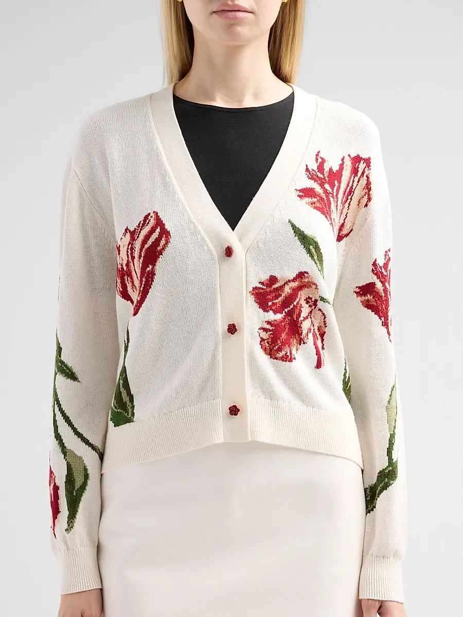 Alice + Olivia Women's Bradley Floral Intarsia-Knit Short Cardigan | Thumbnail 5