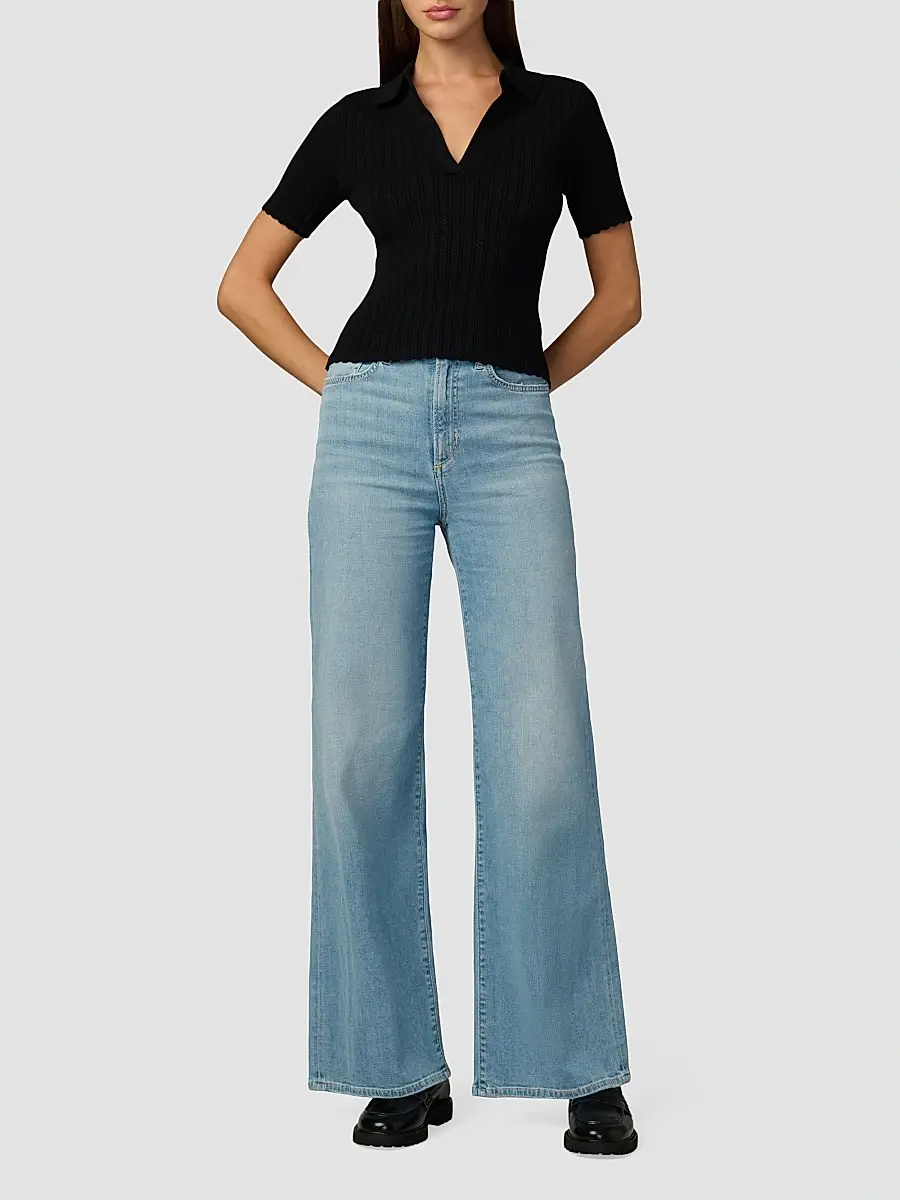 Joe's Jeans Women's The Jess Pointelle Polo Shirt | Thumbnail 2 Joe's Jeans Women's The Jess Pointelle Polo Shirt | Thumbnail 2
