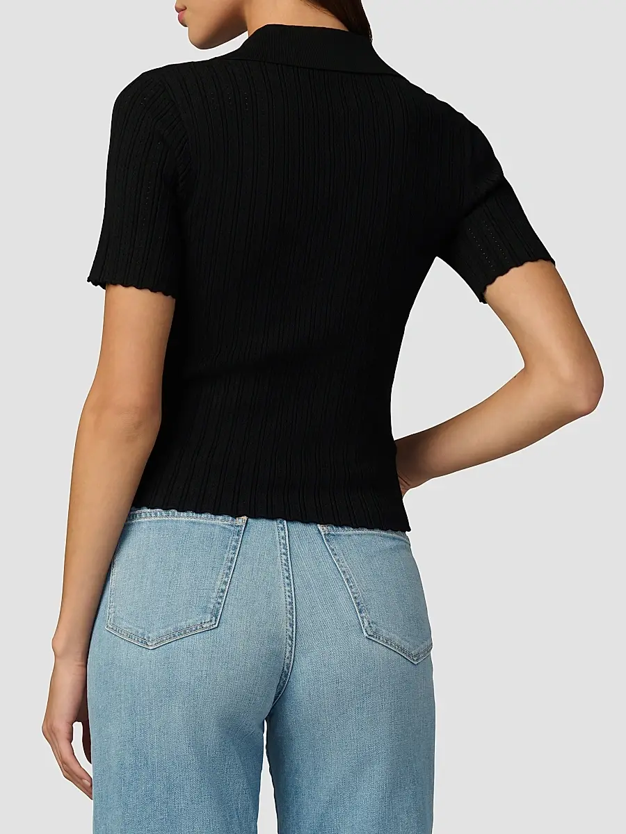 Joe's Jeans Women's The Jess Pointelle Polo Shirt | Thumbnail 5 Joe's Jeans Women's The Jess Pointelle Polo Shirt | Thumbnail 5