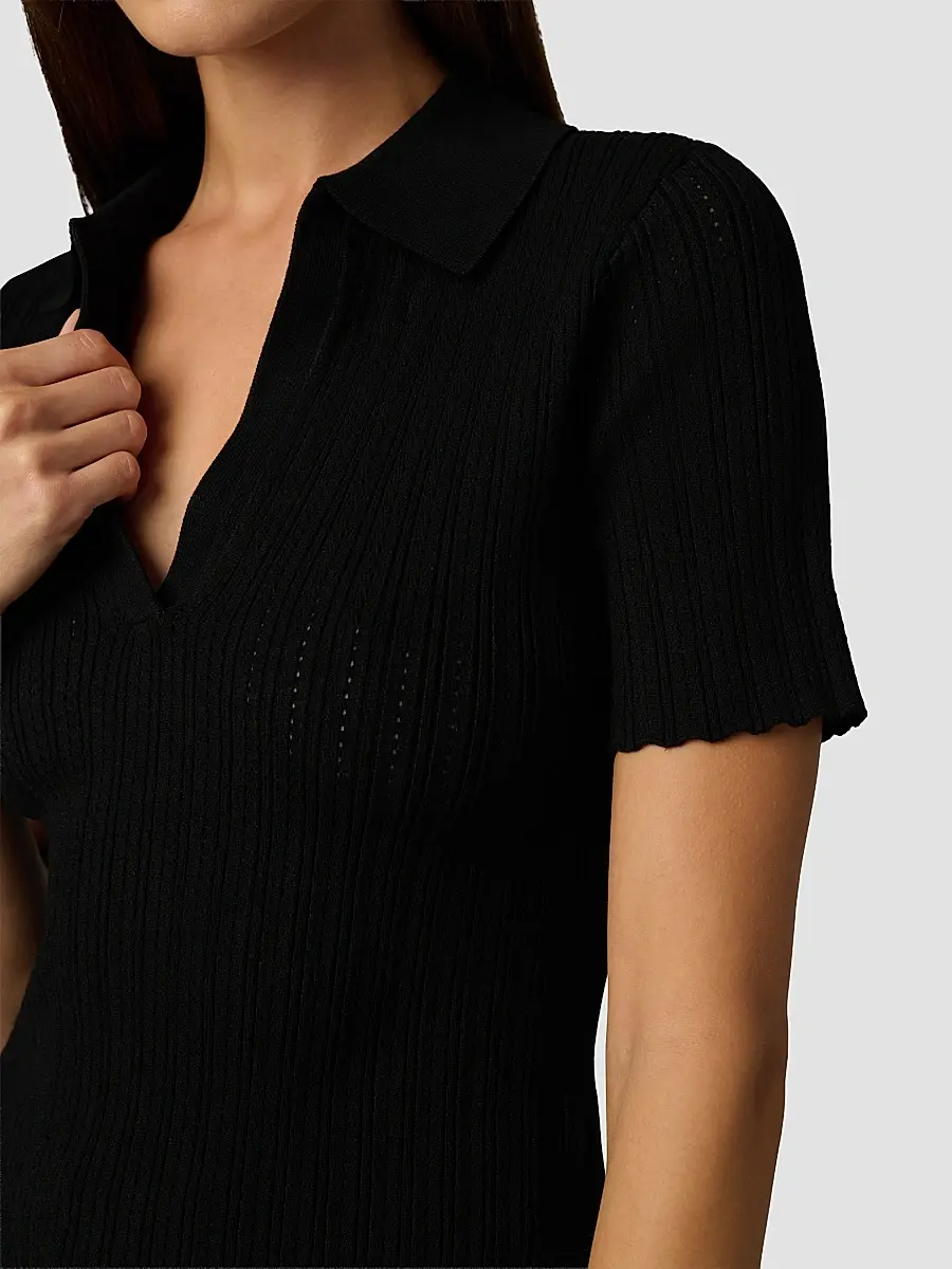 Joe's Jeans Women's The Jess Pointelle Polo Shirt | Thumbnail 6 Joe's Jeans Women's The Jess Pointelle Polo Shirt | Thumbnail 6