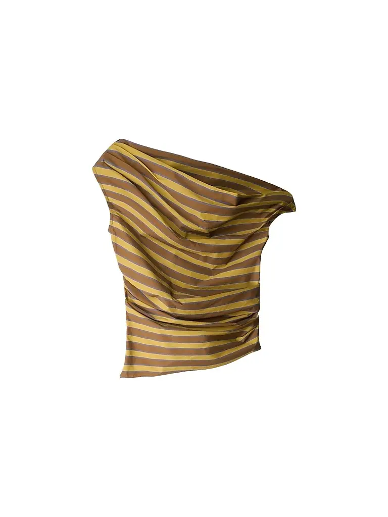 Staud Women's Phare Asymmetric Top - Cigar Stripe - Size 14 | Image 1 Staud Women's Phare Asymmetric Top - Cigar Stripe - Size 14 | Image 1