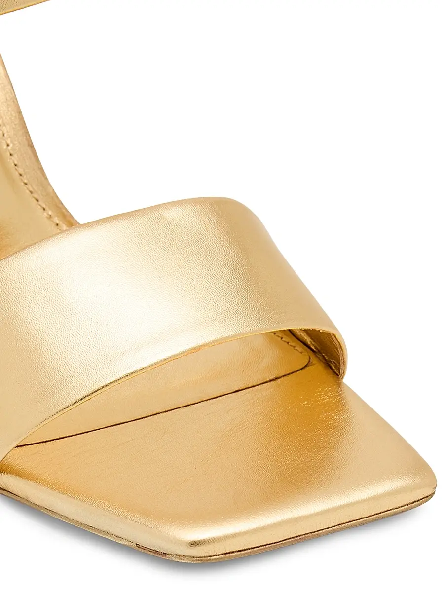 Cult Gaia Women's Rene 110MM Leather Architectural-Heel Sandals - Brass | Thumbnail 5 Cult Gaia Women's Rene 110MM Leather Architectural-Heel Sandals - Brass | Thumbnail 5