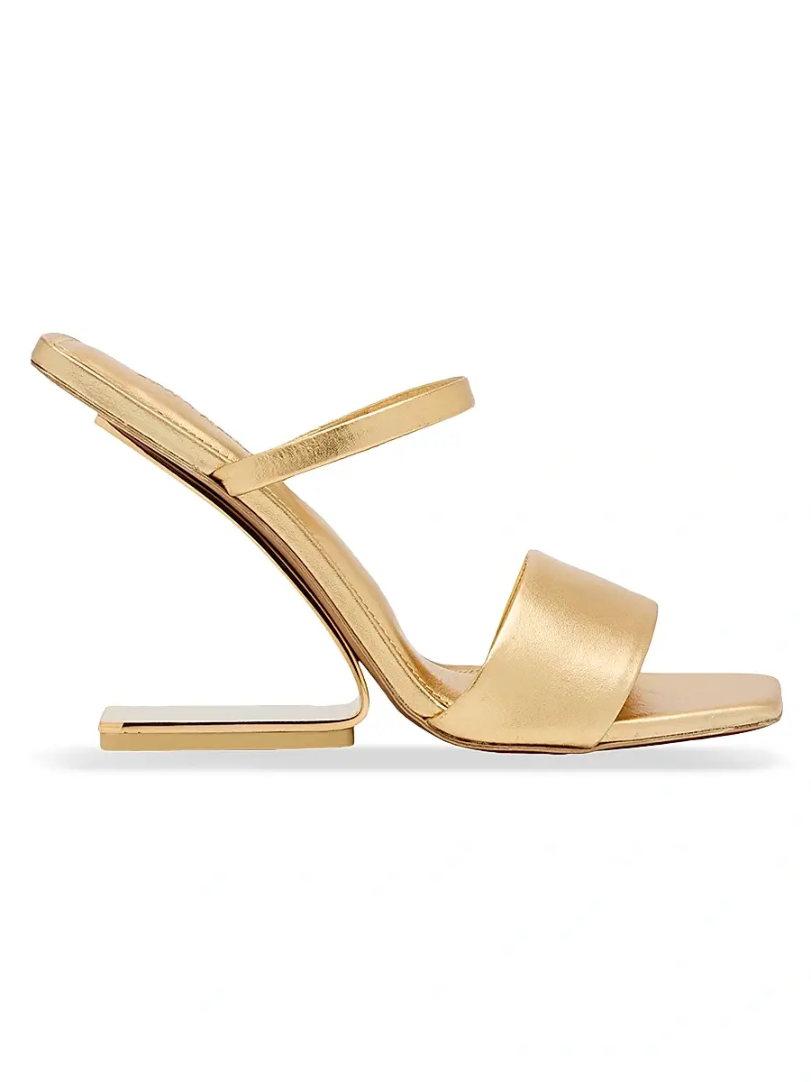 Women's Rene 110MM Leather Architectural-Heel Sandals - Brass Women's Rene 110MM Leather Architectural-Heel Sandals - Brass