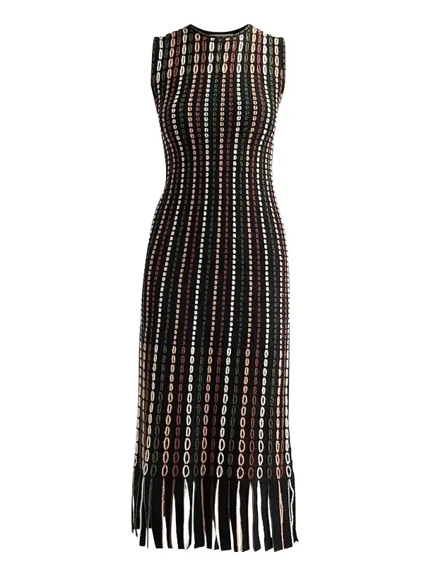 Women's Amina Fringed Float-Stitch Knit Wool-Blend Midi Dress Women's Amina Fringed Float-Stitch Knit Wool-Blend Midi Dress