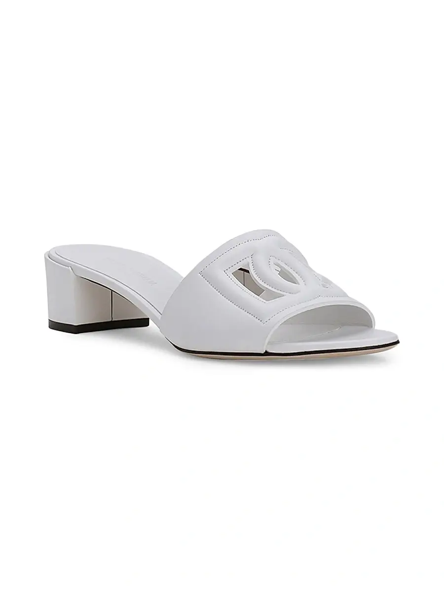 Dolce & Gabbana Women's 40MM DG Cut-Out Leather Mules | Thumbnail 2 Dolce & Gabbana Women's 40MM DG Cut-Out Leather Mules | Thumbnail 2