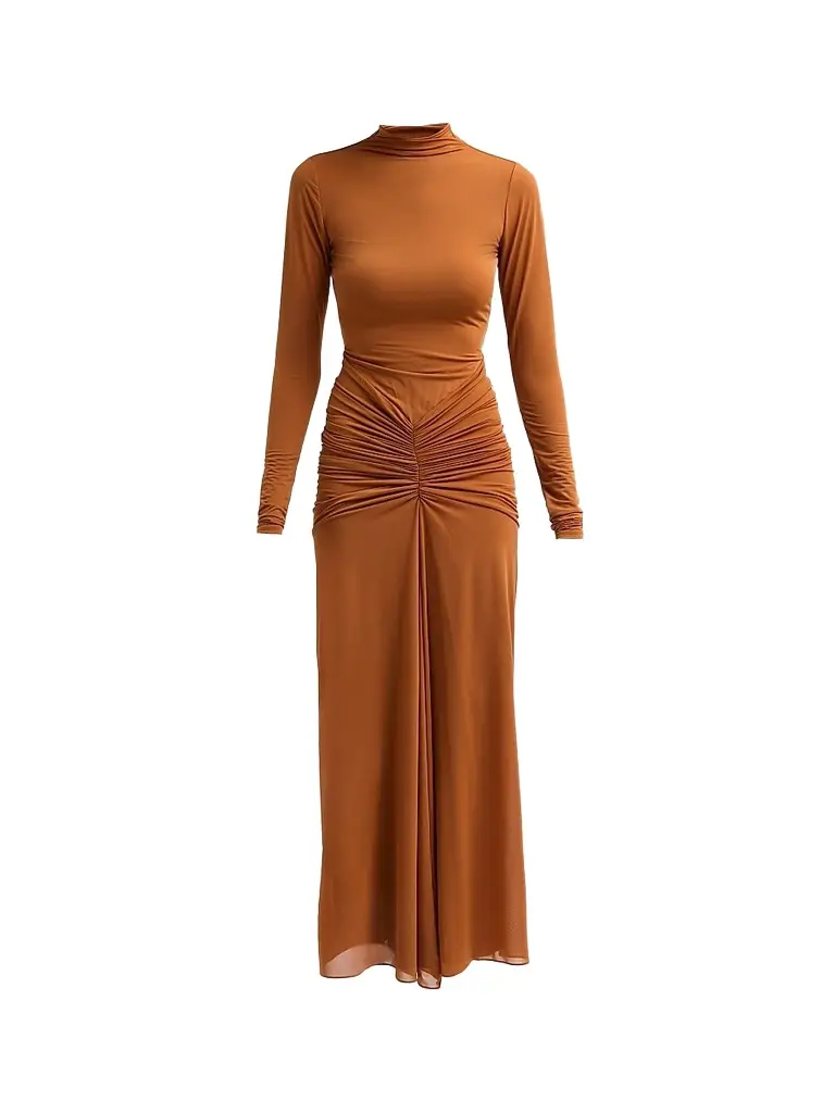 Ronny Kobo Women's Scorpio Gathered Maxi Dress - Almond | Image 1 Ronny Kobo Women's Scorpio Gathered Maxi Dress - Almond | Image 1
