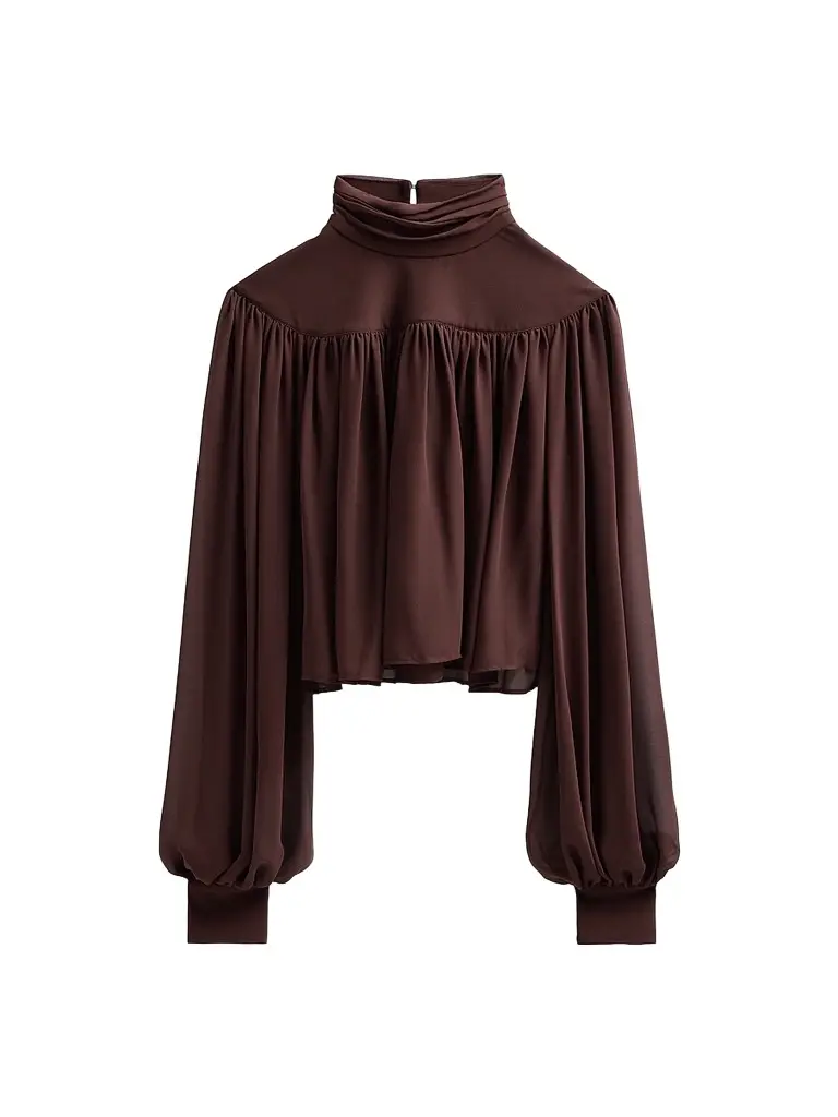 Ronny Kobo Women's Aerin Gathered Jersey Top - Chocolate | Image 1 Ronny Kobo Women's Aerin Gathered Jersey Top - Chocolate | Image 1