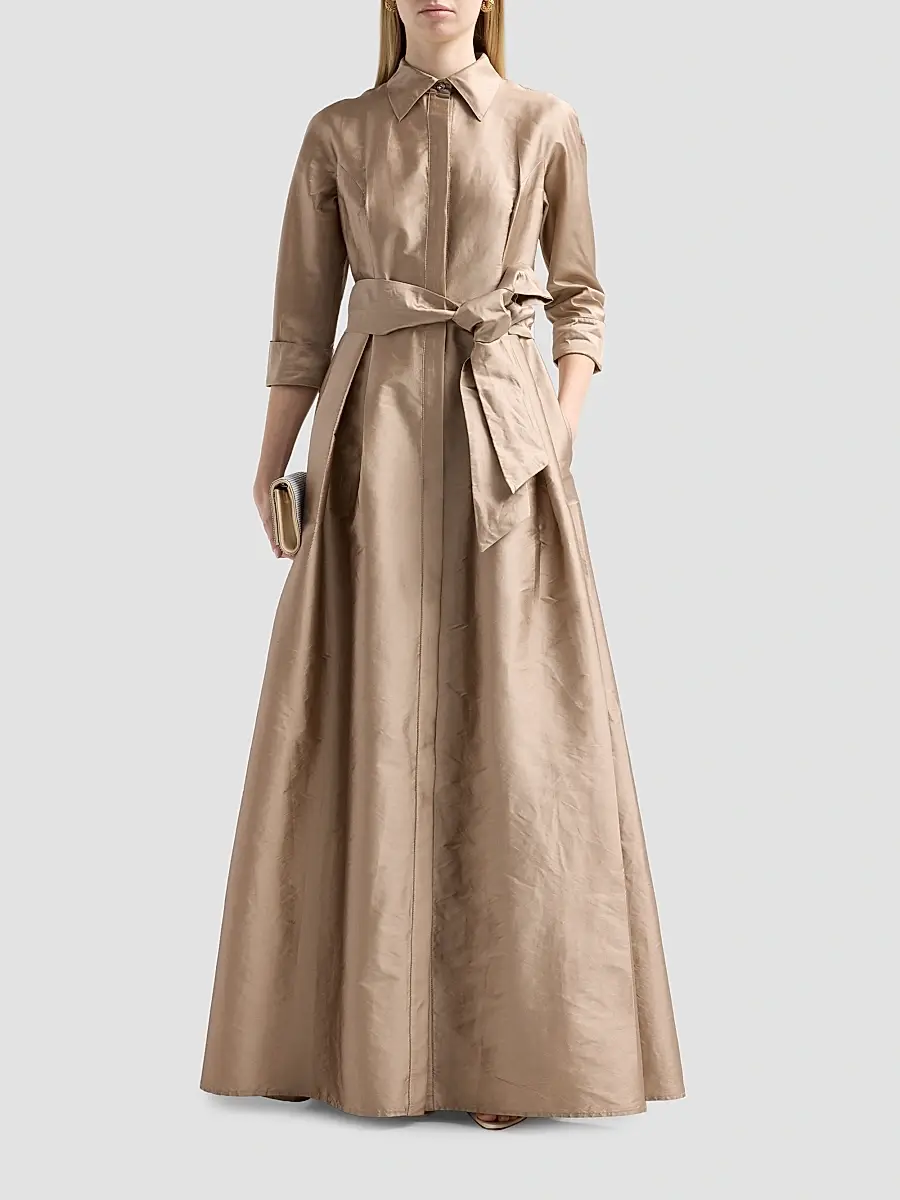 Teri Jon by Rickie Freeman Women's Shirt Waist Tafetta Gown | Thumbnail 2 Teri Jon by Rickie Freeman Women's Shirt Waist Tafetta Gown | Thumbnail 2