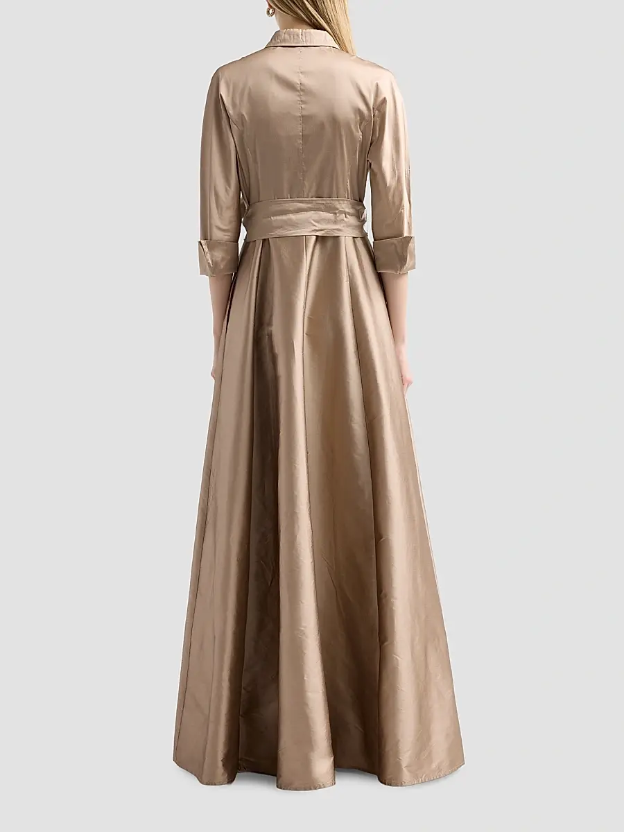 Teri Jon by Rickie Freeman Women's Shirt Waist Tafetta Gown | Thumbnail 3 Teri Jon by Rickie Freeman Women's Shirt Waist Tafetta Gown | Thumbnail 3