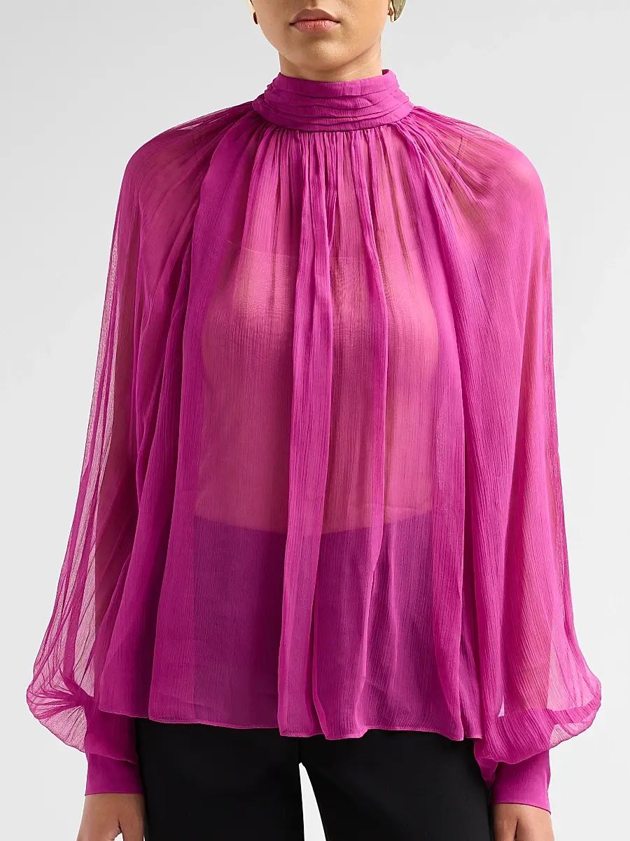 Ronny Kobo Women's Zenia Draped Sheer Blouse | Thumbnail 5
