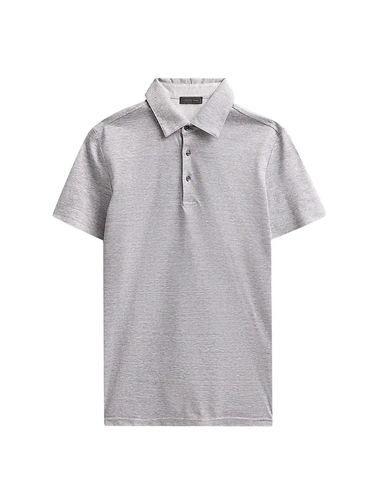 Saks Fifth Avenue Men's Heathered Linen-Cotton Piqué Polo Shirt - Grey - Size XXL | Image 1 Saks Fifth Avenue Men's Heathered Linen-Cotton Piqué Polo Shirt - Grey - Size XXL | Image 1