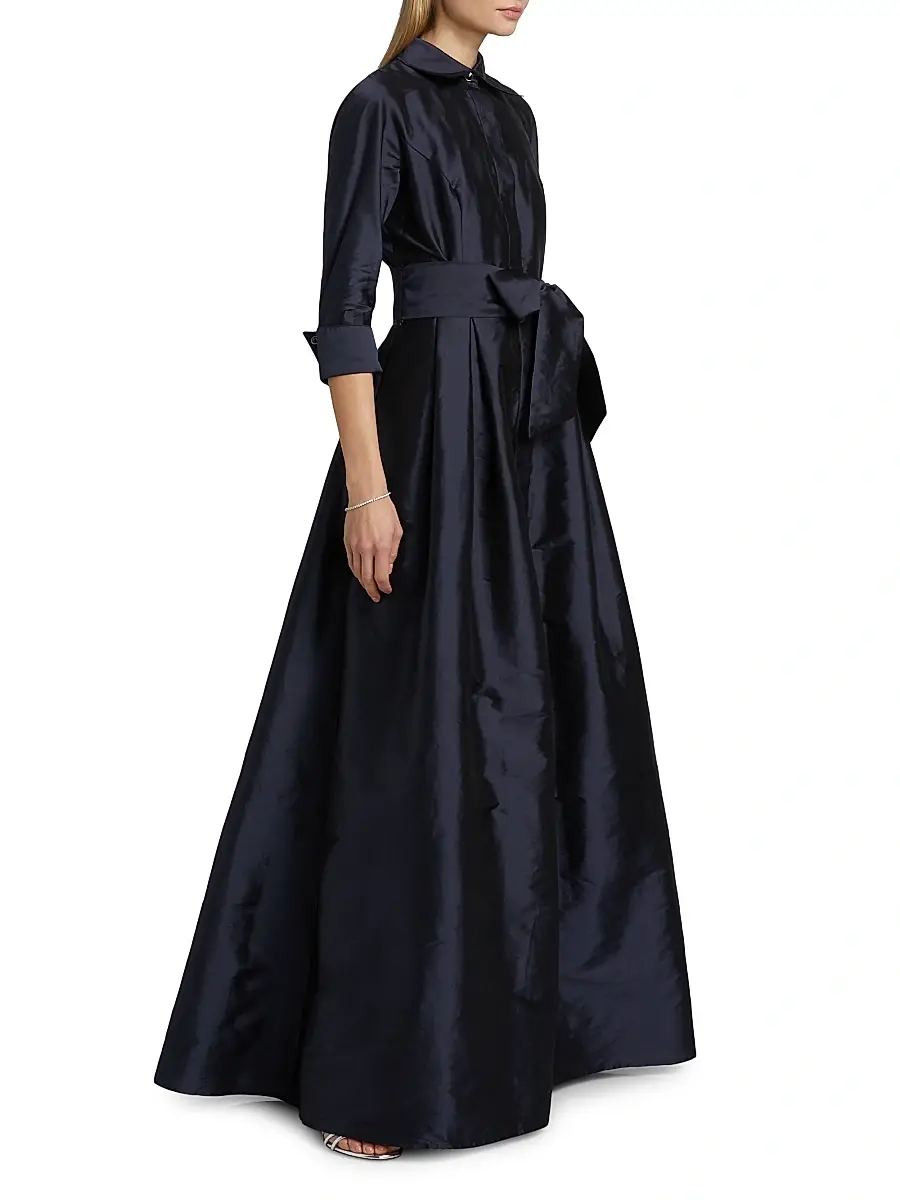 Teri Jon by Rickie Freeman Women's Shirt Waist Tafetta Gown | Thumbnail 2 Teri Jon by Rickie Freeman Women's Shirt Waist Tafetta Gown | Thumbnail 2