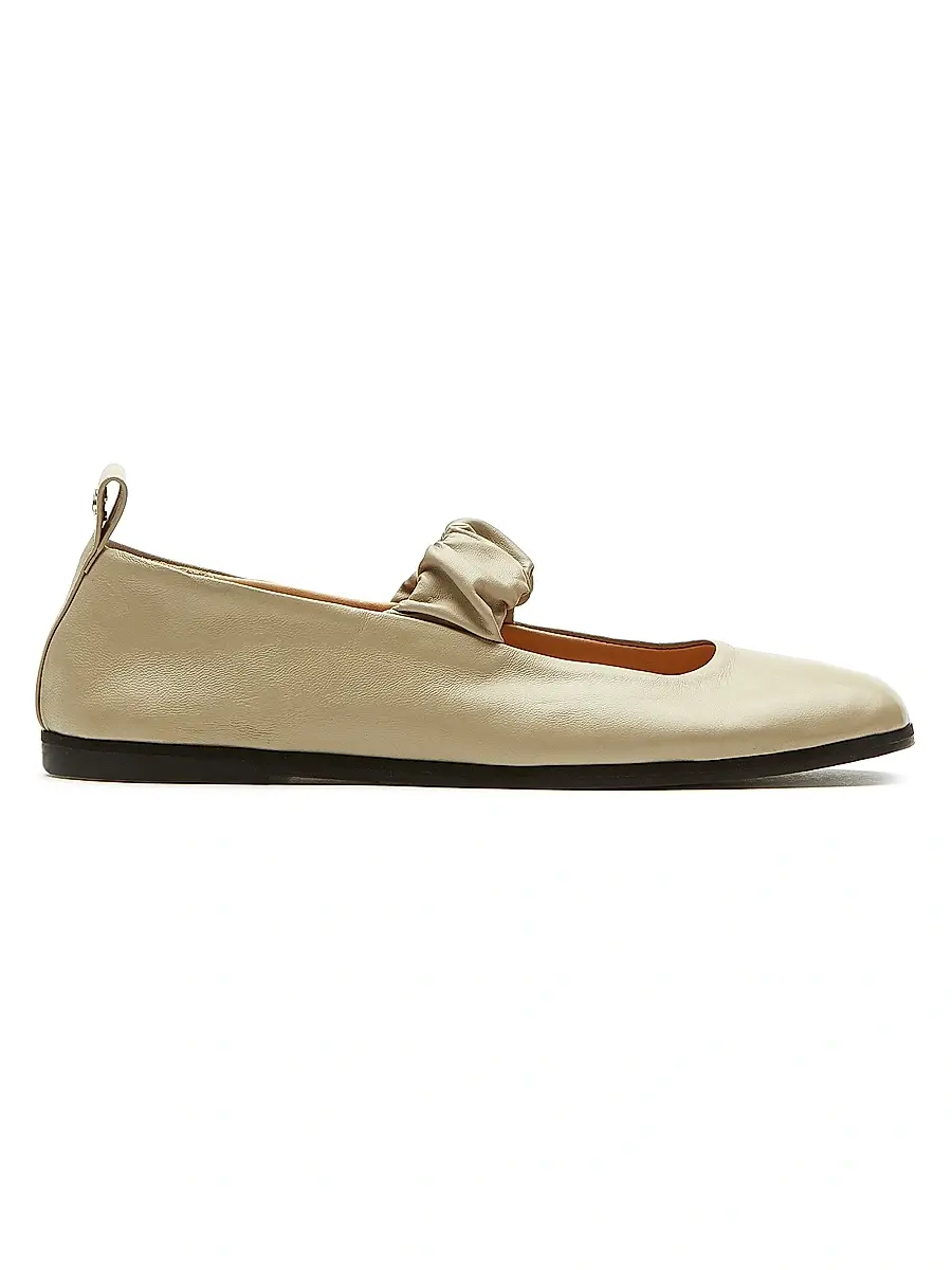La Canadienne Women's Ruched Strap Leather Mary Janes - Beige - Size 6.5 | Image 1 La Canadienne Women's Ruched Strap Leather Mary Janes - Beige - Size 6.5 | Image 1