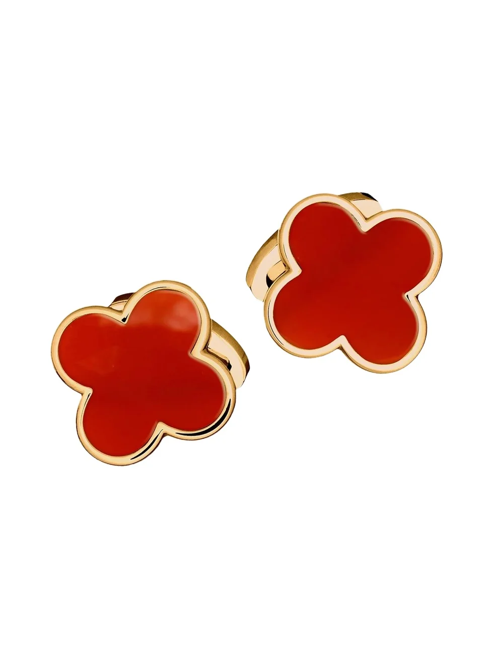 Jan Leslie Men's Four Leaf Clover Goldtone & Malachite Cufflinks - Red