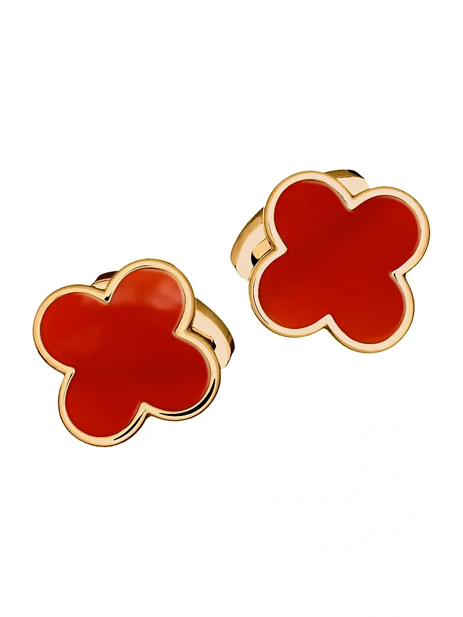 Jan Leslie Men's Four Leaf Clover Goldtone & Malachite Cufflinks | Image 1 Jan Leslie Men's Four Leaf Clover Goldtone & Malachite Cufflinks | Image 1