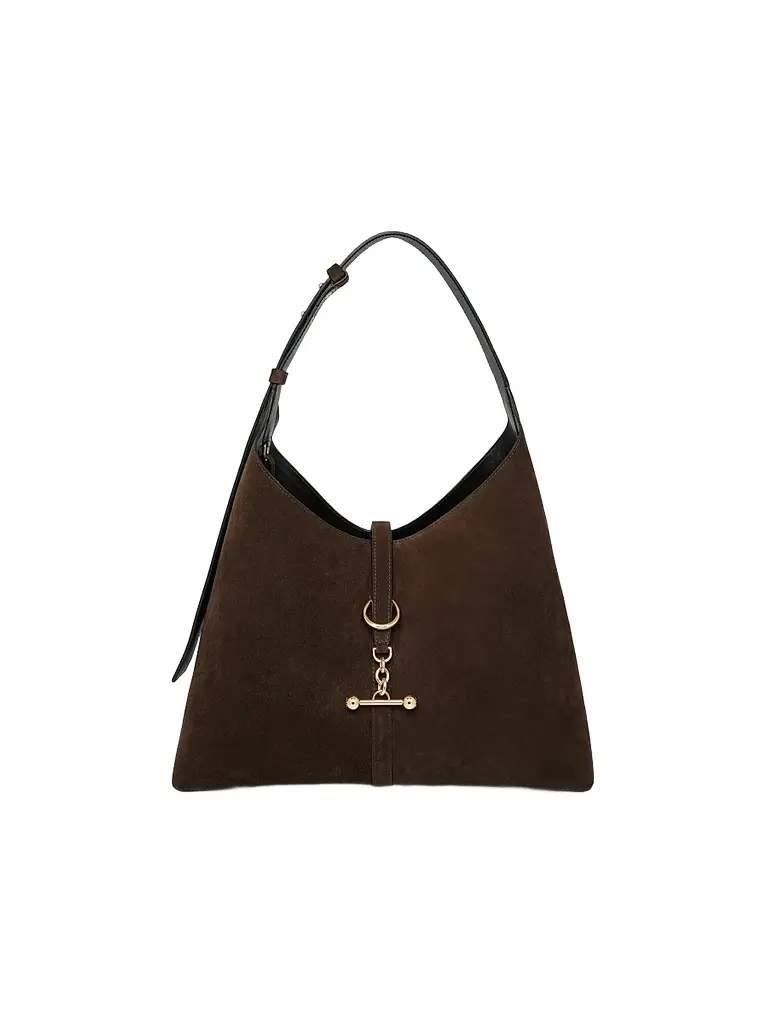 Strathberry Women's Kite Suede Hobo Bag - Dark Chocolate | Image 1 Strathberry Women's Kite Suede Hobo Bag - Dark Chocolate | Image 1
