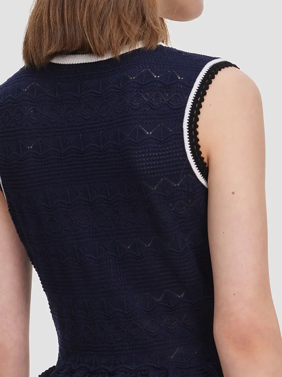 Self-Portrait Women's Pointelle Knit Peplum Mini Dress | Thumbnail 6 Self-Portrait Women's Pointelle Knit Peplum Mini Dress | Thumbnail 6