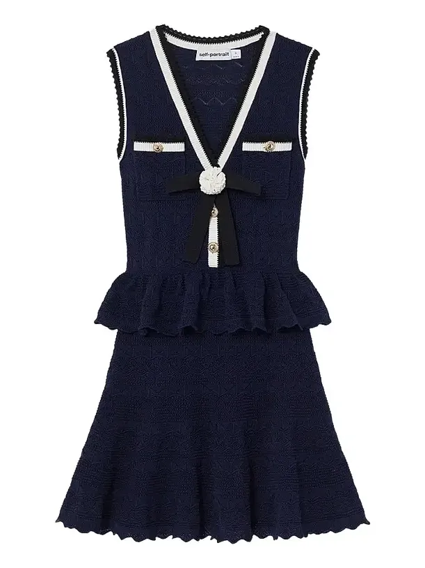 Women's Pointelle Knit Peplum Mini Dress Women's Pointelle Knit Peplum Mini Dress