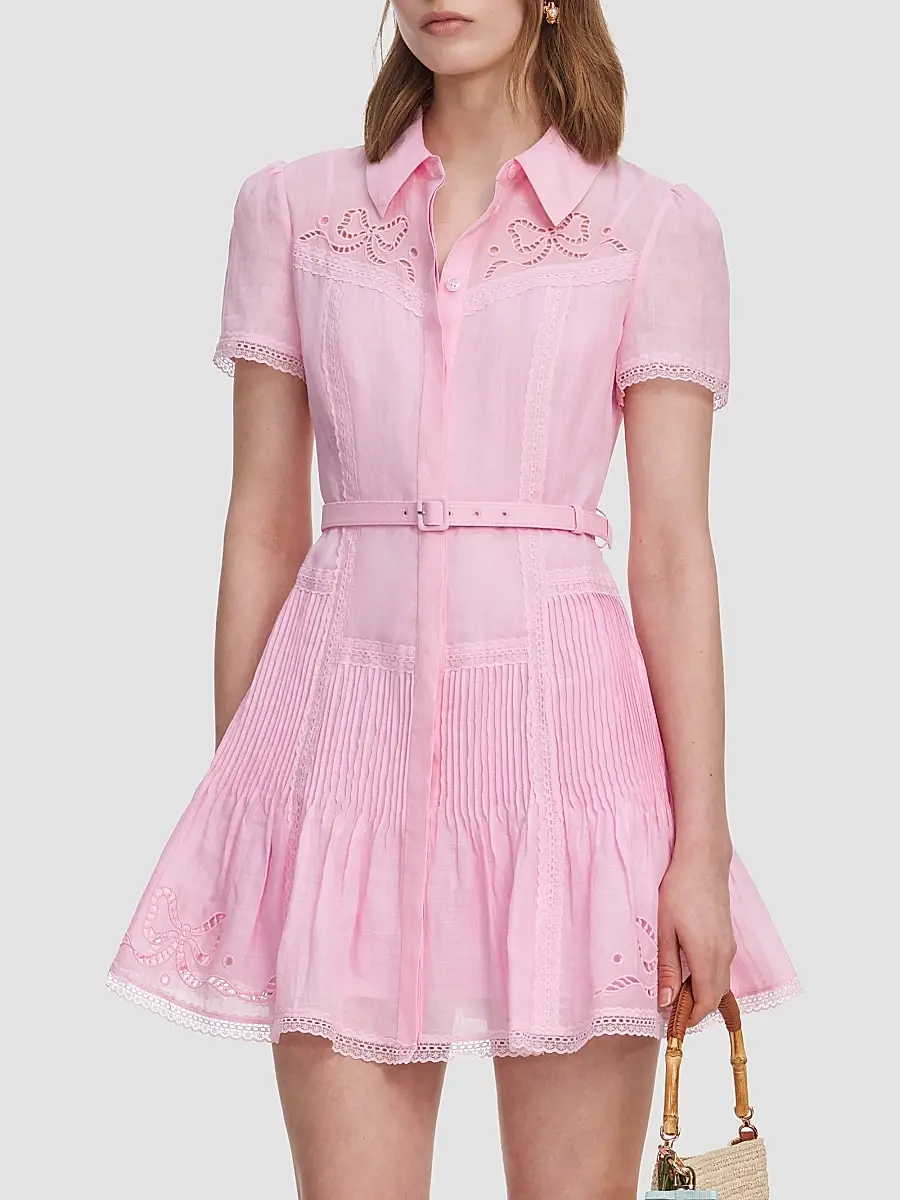 Self-Portrait Women's Embroidered Mini Shirtdress | Thumbnail 4 Self-Portrait Women's Embroidered Mini Shirtdress | Thumbnail 4