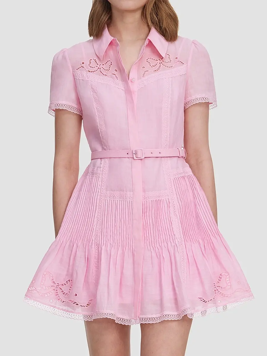 Self-Portrait Women's Embroidered Mini Shirtdress | Thumbnail 5 Self-Portrait Women's Embroidered Mini Shirtdress | Thumbnail 5