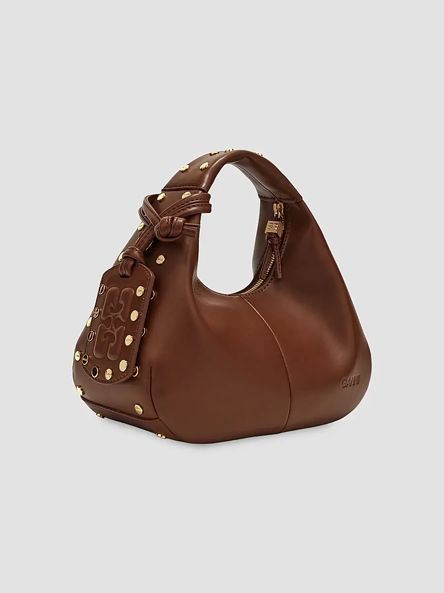 Ganni Women's Mini Studded Logo Hobo Bag | Thumbnail 2 Ganni Women's Mini Studded Logo Hobo Bag | Thumbnail 2