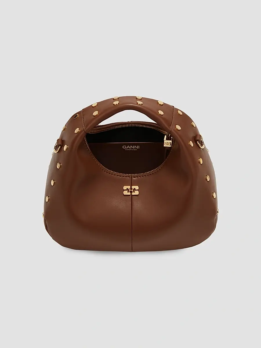 Ganni Women's Mini Studded Logo Hobo Bag | Thumbnail 3 Ganni Women's Mini Studded Logo Hobo Bag | Thumbnail 3