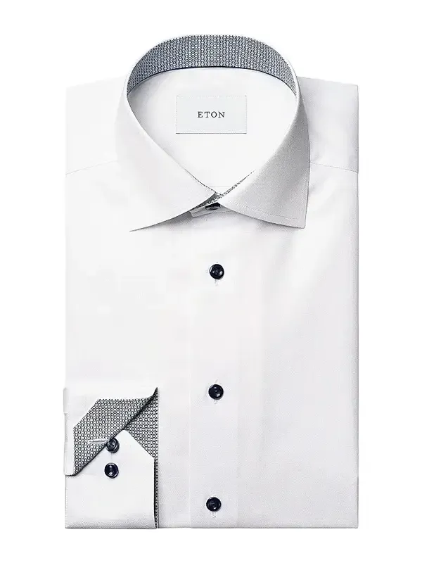 Eton Men's Contrast-Lined Cotton Contemporary-Fit Shirt