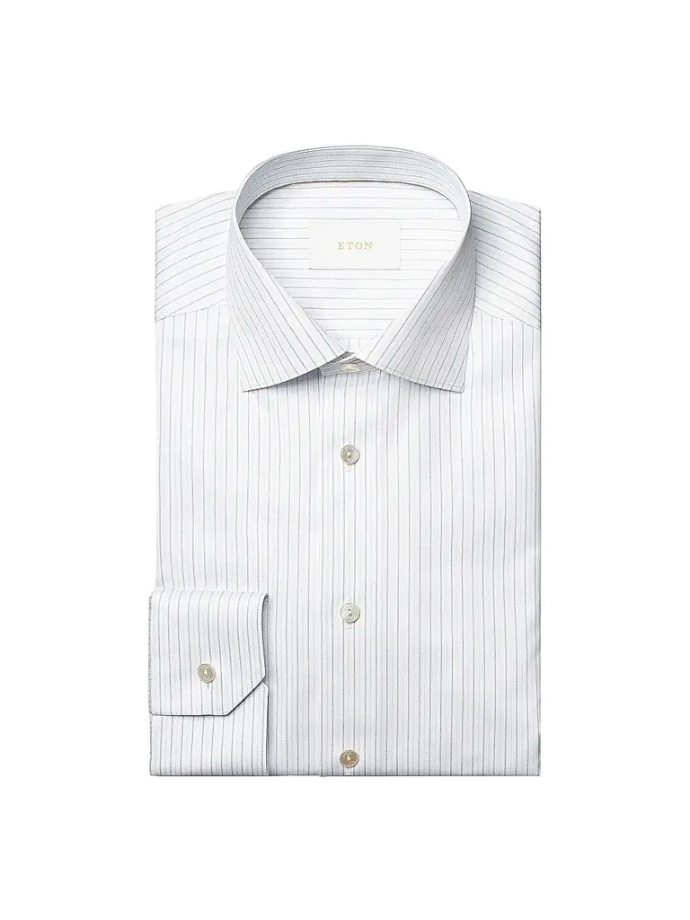 Eton Men's Contemporary-Fit Elevated Stripe Cotton Shirt - Light Blue - Size 17.5 | Image 1 Eton Men's Contemporary-Fit Elevated Stripe Cotton Shirt - Light Blue - Size 17.5 | Image 1