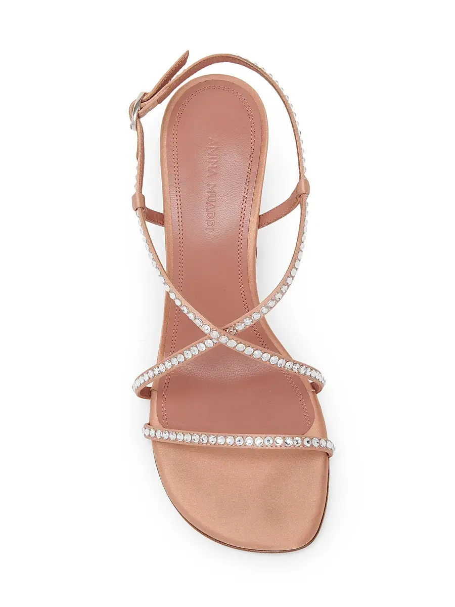 Amina Muaddi Women's Sally 95MM Crystal-Embellished Silk Sandals | Thumbnail 4 Amina Muaddi Women's Sally 95MM Crystal-Embellished Silk Sandals | Thumbnail 4