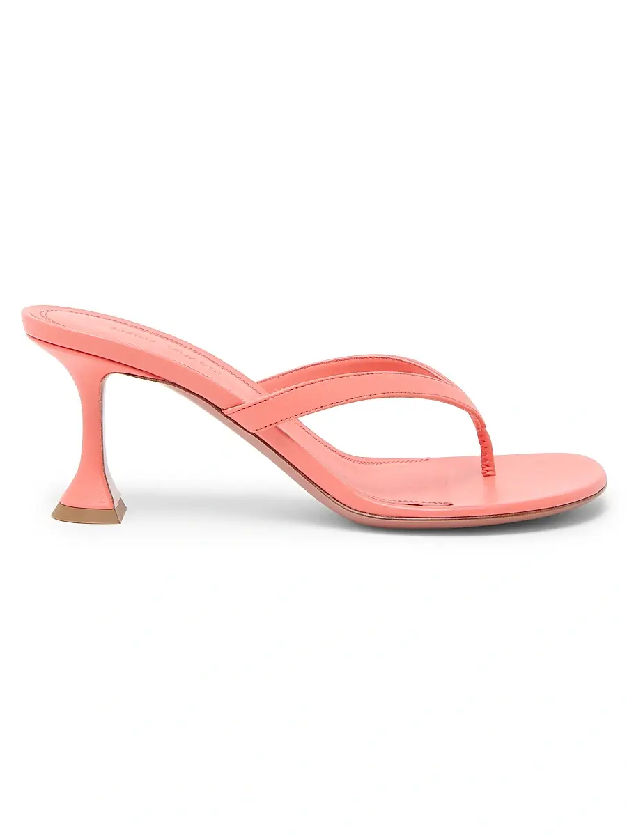 Amina Muaddi Women's Juliette 70MM Leather Trumpet Heel Sandals - Pearly Latte Patent | Image 1 Amina Muaddi Women's Juliette 70MM Leather Trumpet Heel Sandals - Pearly Latte Patent | Image 1