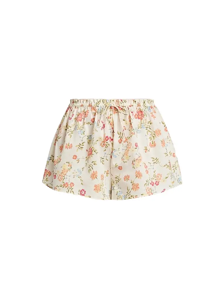 Papinelle Women's Amber Printed Cotton Sateen Shorts - Peach | Image 1 Papinelle Women's Amber Printed Cotton Sateen Shorts - Peach | Image 1
