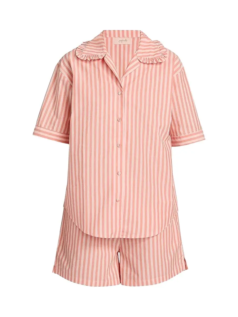 Papinelle Women's Butterscotch Striped Cotton Short Pajamas - Butterscotch | Image 1 Papinelle Women's Butterscotch Striped Cotton Short Pajamas - Butterscotch | Image 1