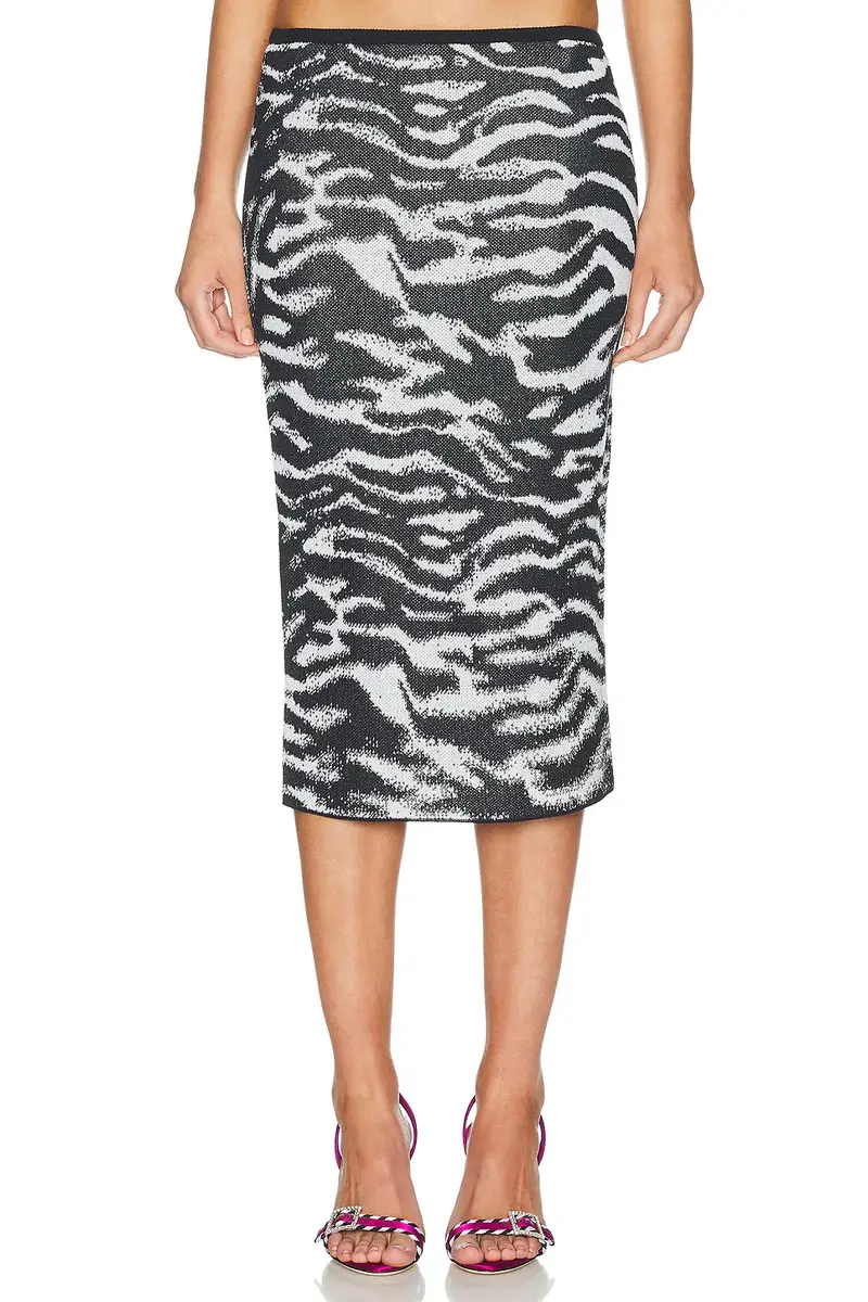 The Attico Midi Zebra Skirt | Image 1 The Attico Midi Zebra Skirt | Image 1