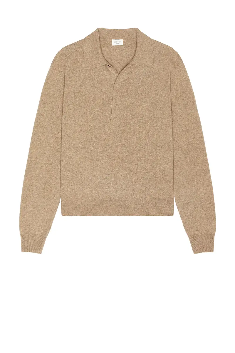 Saint Laurent Loose Fit Long Sleeve Polo | Thumbnail 4 Saint Laurent Loose Fit Long Sleeve Polo | Thumbnail 4