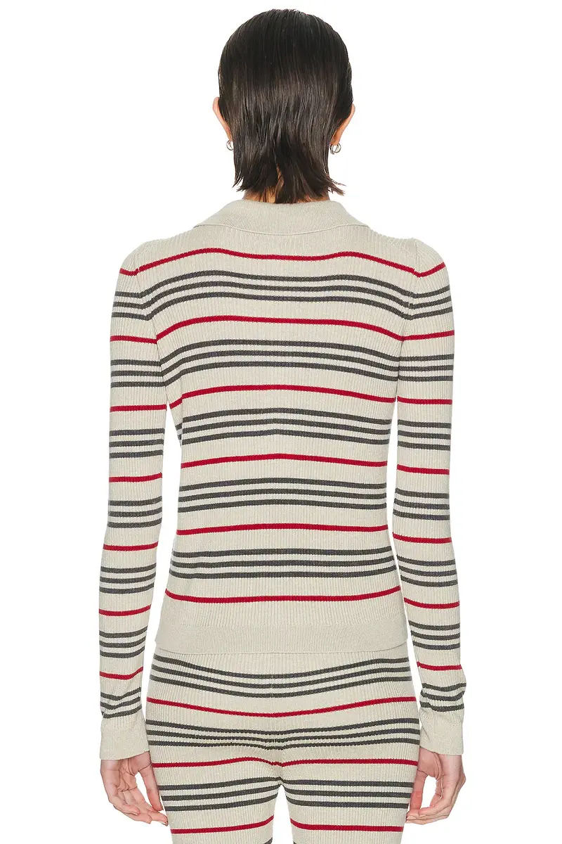 The Elder Statesman Libeccio Stripe Polo Sweater | Thumbnail 3 The Elder Statesman Libeccio Stripe Polo Sweater | Thumbnail 3