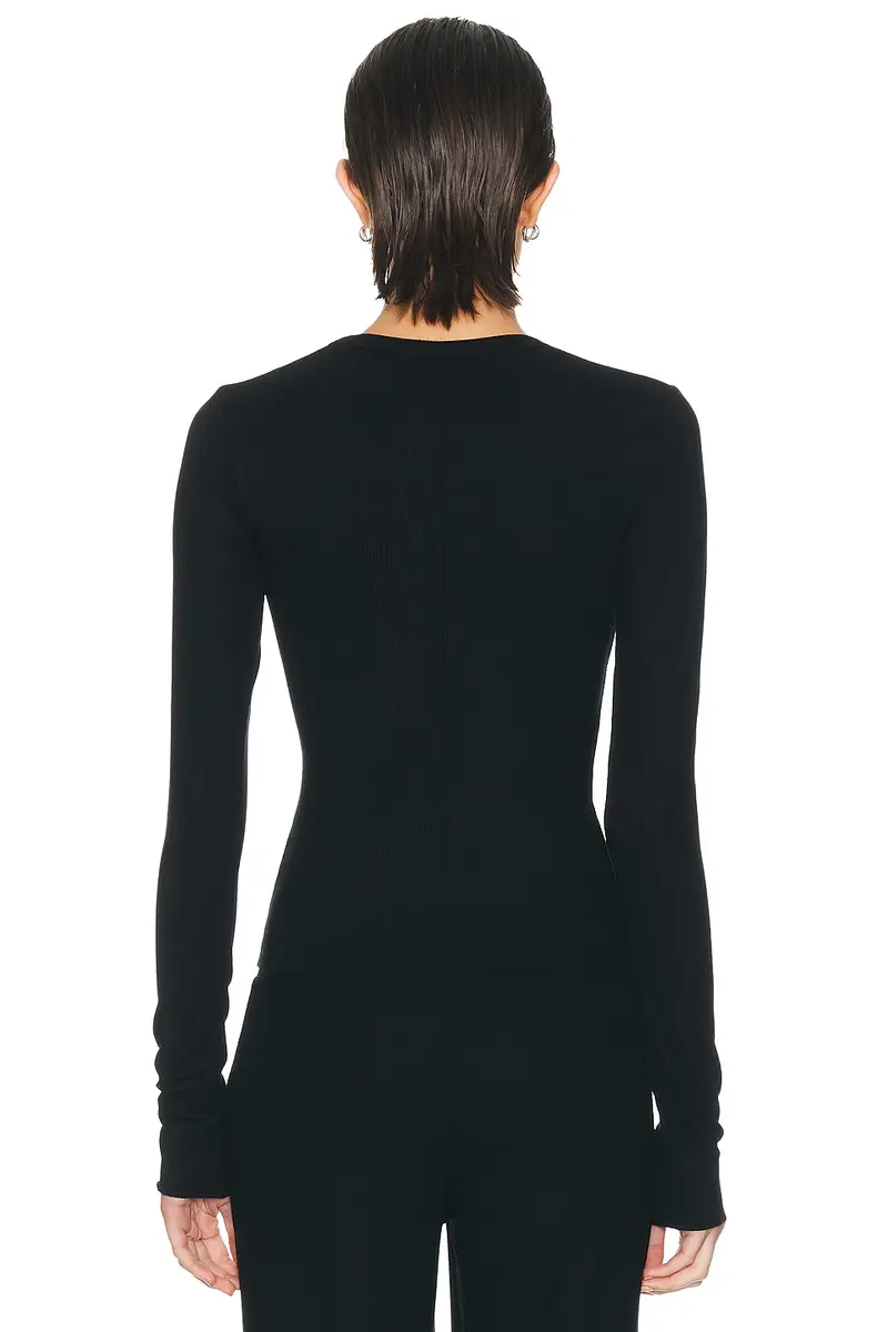 ÉTERNE Long Sleeve Butter Rib V Neck Top | Thumbnail 3 ÉTERNE Long Sleeve Butter Rib V Neck Top | Thumbnail 3