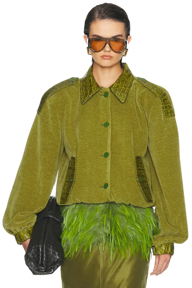 Rowen Rose Crop Bomber Jacket | Image 1 Rowen Rose Crop Bomber Jacket | Image 1