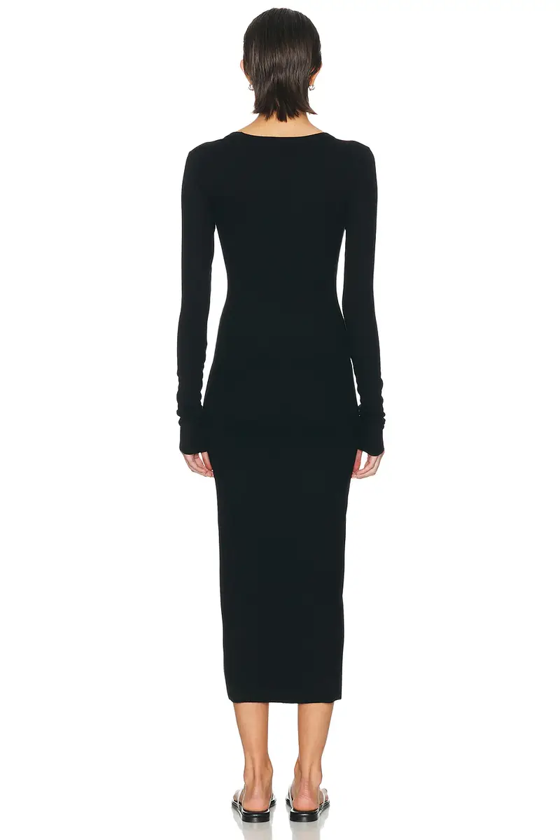 ÉTERNE V Neck Butter Rib Midi Dress | Thumbnail 3 ÉTERNE V Neck Butter Rib Midi Dress | Thumbnail 3