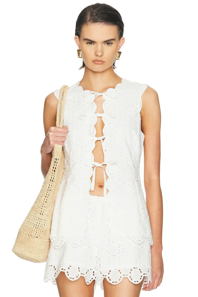 SIMONMILLER Delilah Eyelet Tie Top | Image 1 SIMONMILLER Delilah Eyelet Tie Top | Image 1