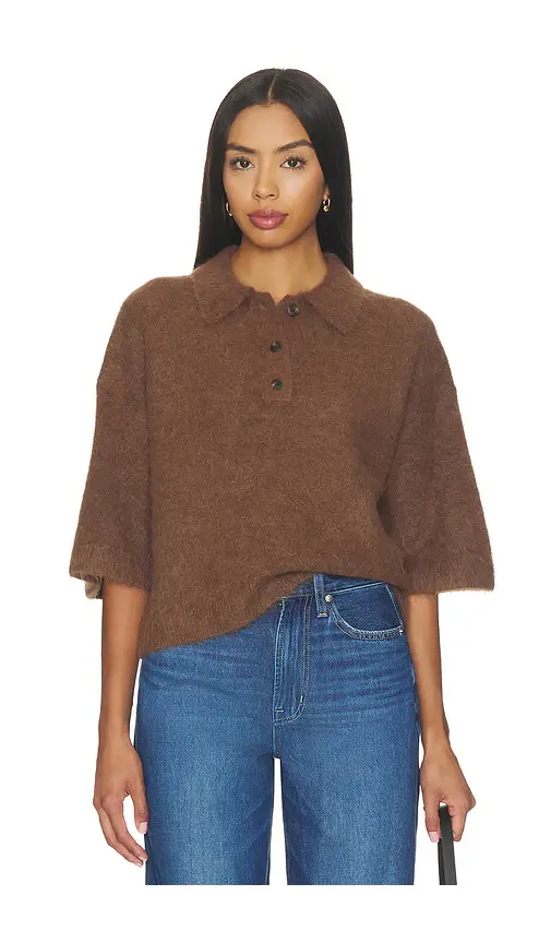 PISTOLA Nadya Alpaca Blend Boxy Polo Sweater Top | Image 1 PISTOLA Nadya Alpaca Blend Boxy Polo Sweater Top | Image 1