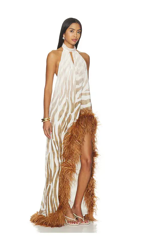 Bronx and Banco Madeline Zebra Halterneck Gown | Thumbnail 2 Bronx and Banco Madeline Zebra Halterneck Gown | Thumbnail 2