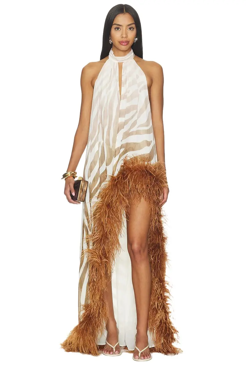 Madeline Zebra Halterneck Gown Madeline Zebra Halterneck Gown
