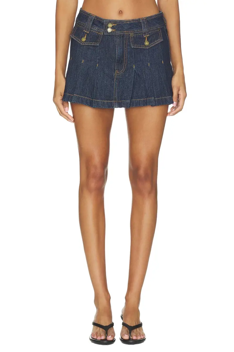 Denim Pleated Skirt Denim Pleated Skirt
