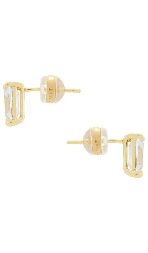Shashi Emerald Cut Stud Earrings | Thumbnail 2