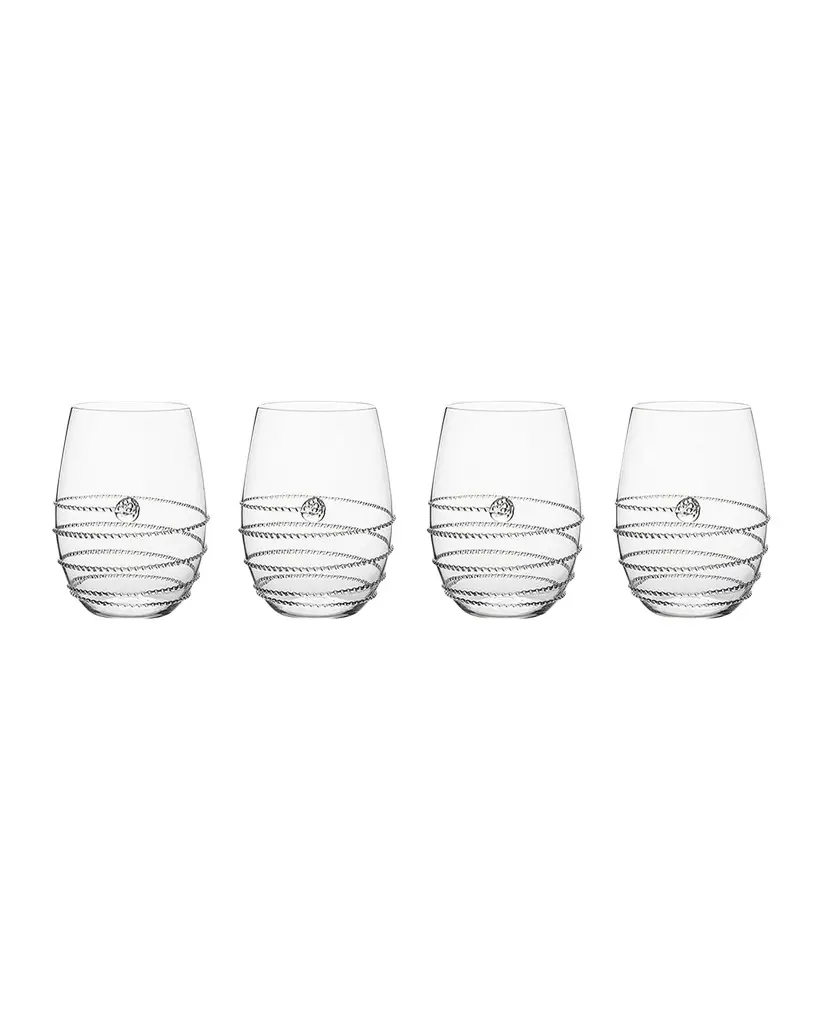 Juliska Amalia Stemless White Wine Glasses, Set of 4