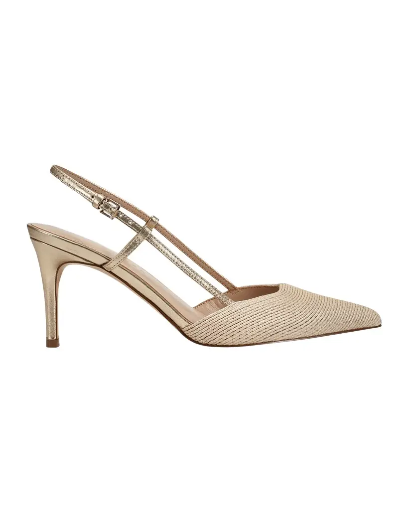 Marc Fisher LTD Flory Metallic Leather and Raffia Slingback Pumps | Image 1 Marc Fisher LTD Flory Metallic Leather and Raffia Slingback Pumps | Image 1