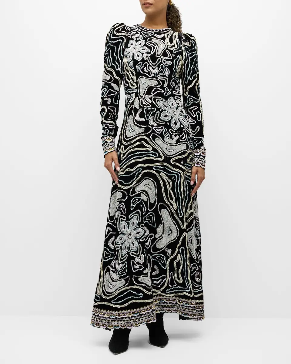 Ulla Johnson Alexia Bead & Sequin-Embroidered Velvet Gown | Thumbnail 3 Ulla Johnson Alexia Bead & Sequin-Embroidered Velvet Gown | Thumbnail 3