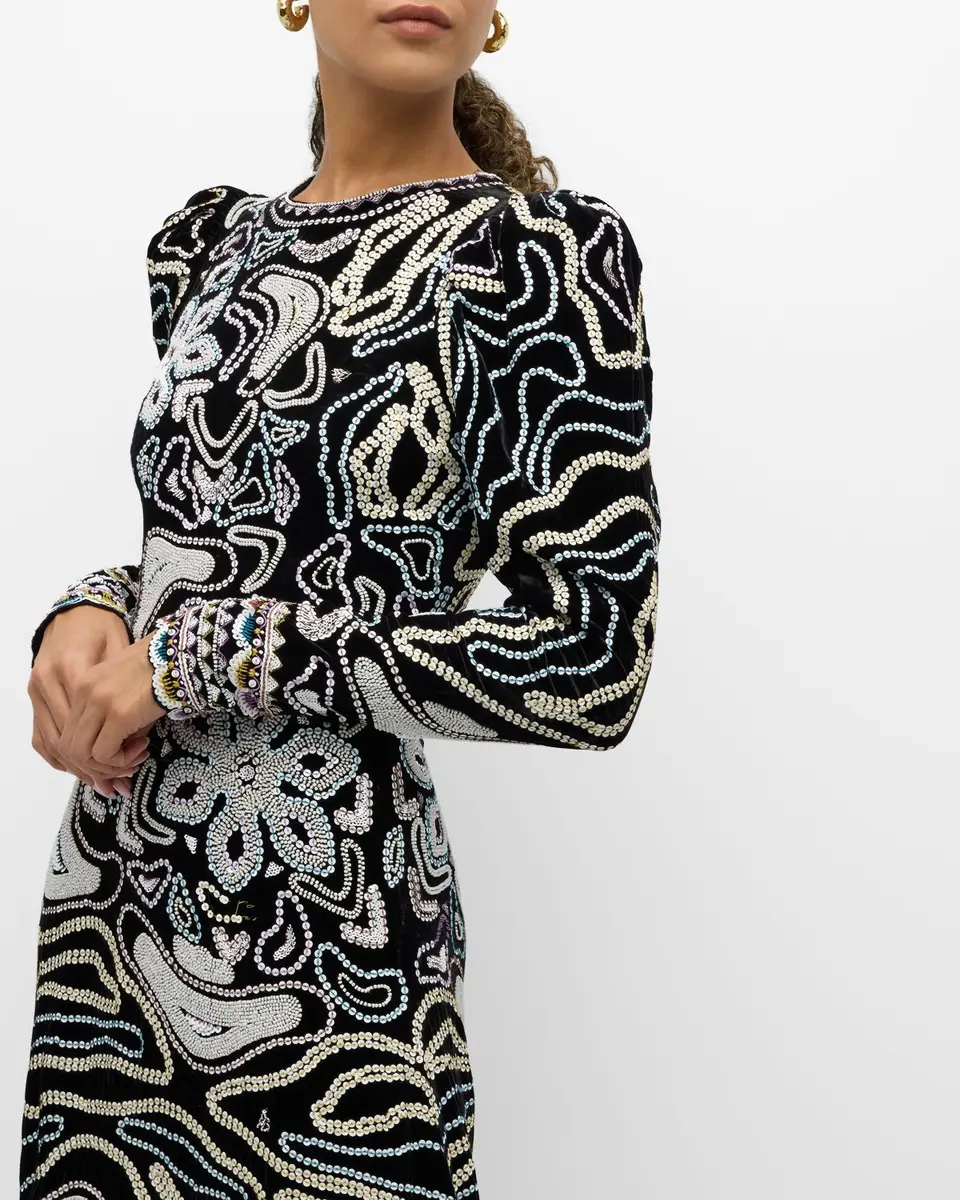 Ulla Johnson Alexia Bead & Sequin-Embroidered Velvet Gown | Thumbnail 7 Ulla Johnson Alexia Bead & Sequin-Embroidered Velvet Gown | Thumbnail 7
