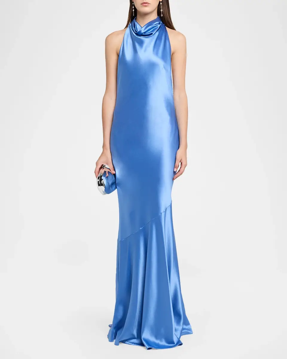 Retrofête Idonie Halter Satin Dress | Thumbnail 2