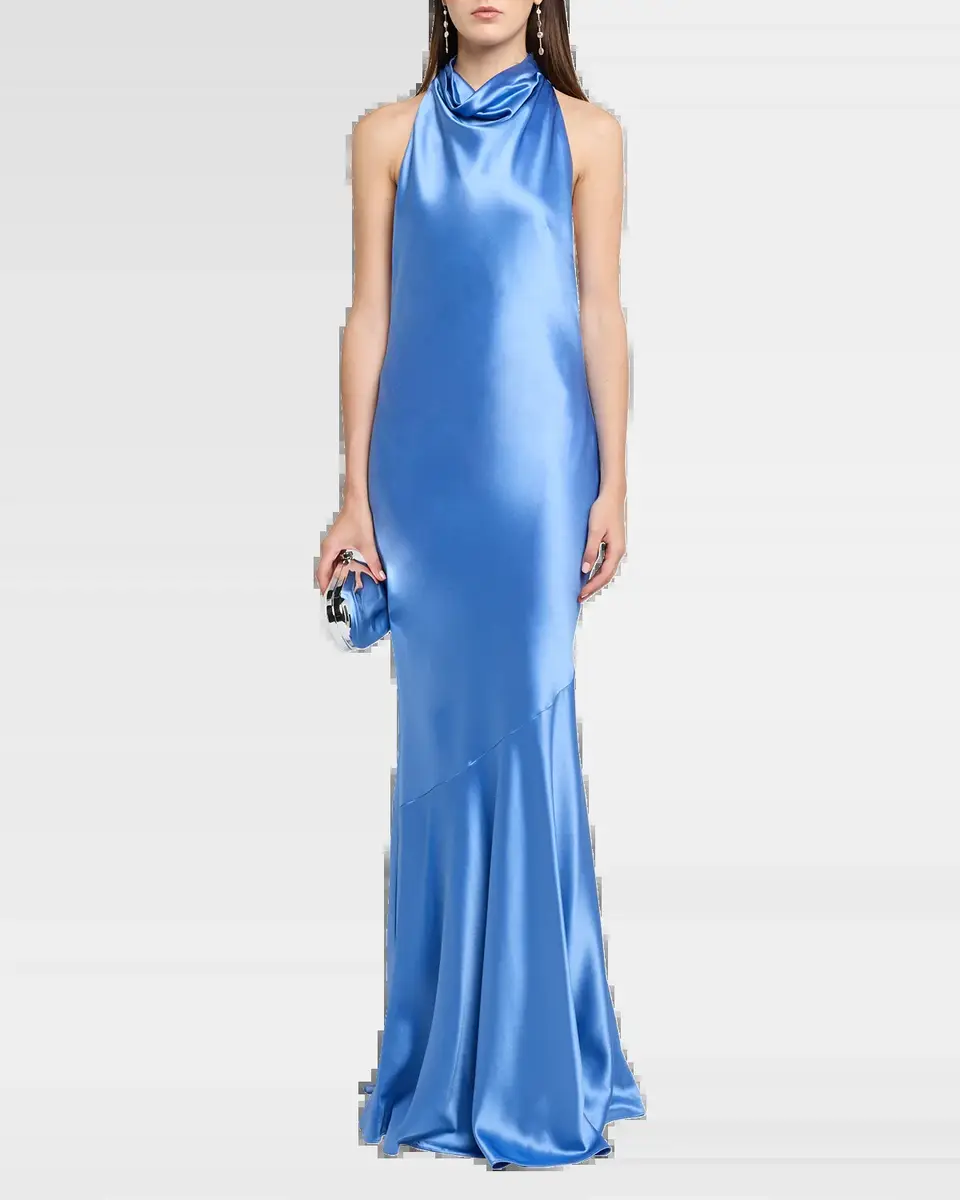 Retrofête Idonie Halter Satin Dress | Thumbnail 6